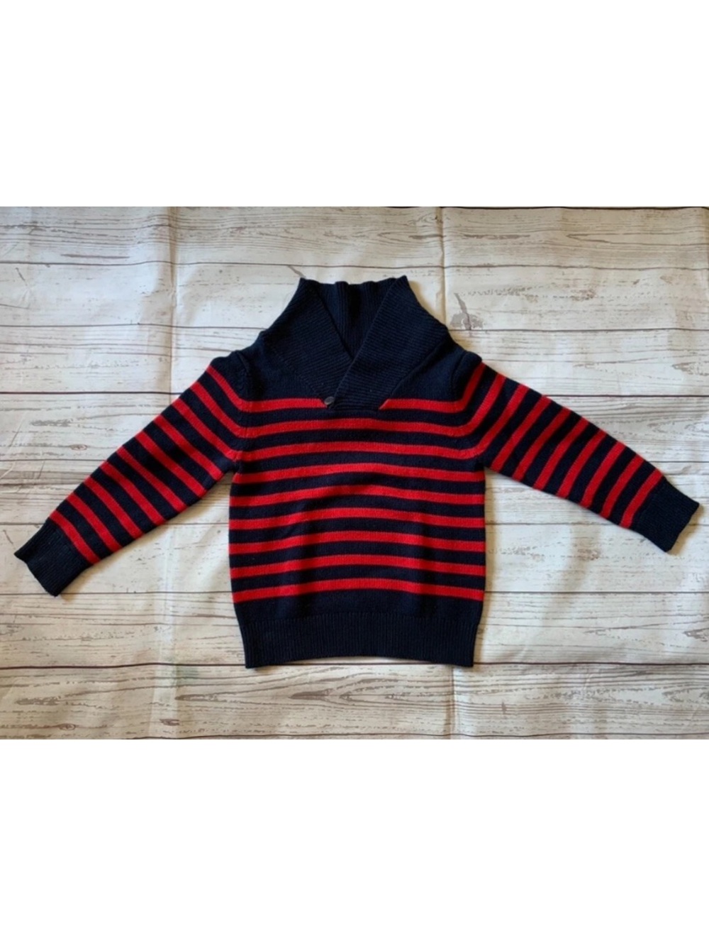 Oshkosh b'gosh Boys Sz 6 Cable Knit Sweater Striped Blue and Red